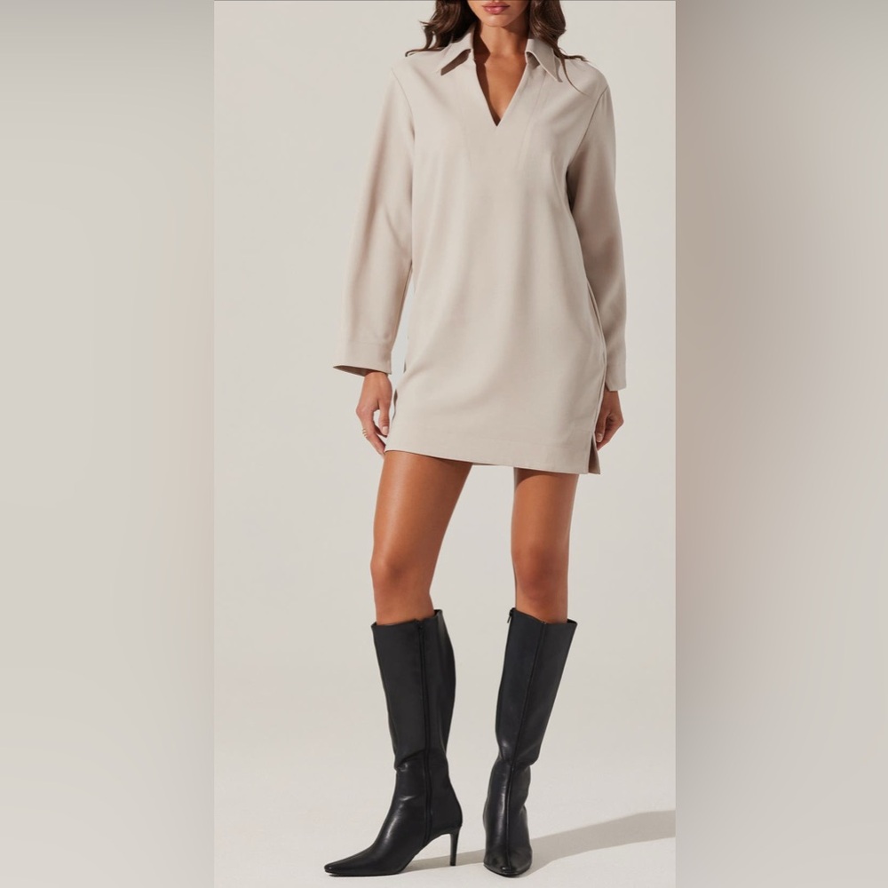 ASTR The Label collar long sleeve shift DRESS